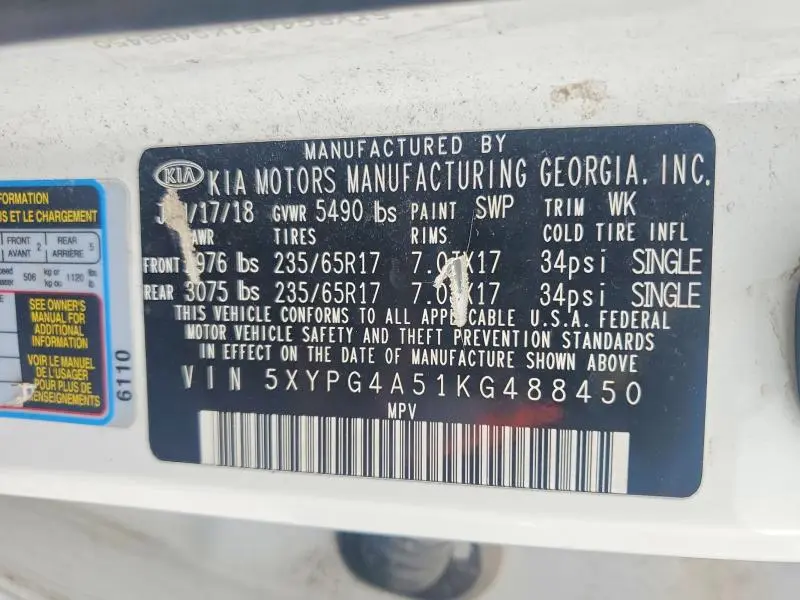 2019 KIA SORENTO LX V6  