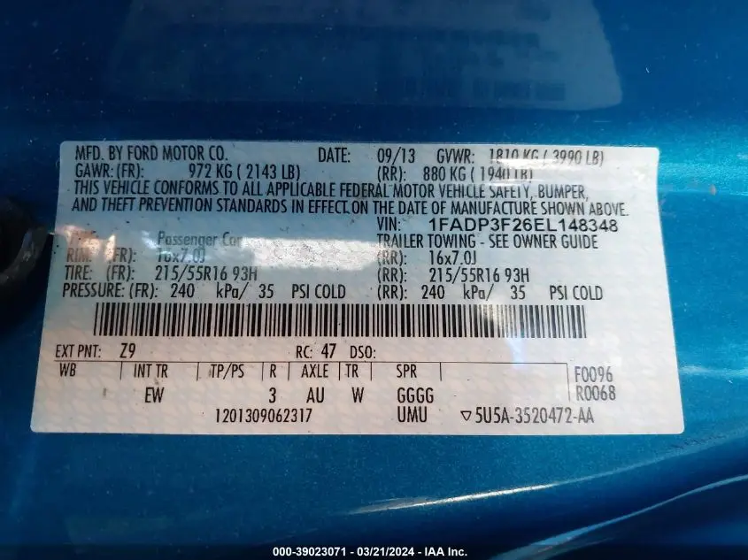 2014 FORD FOCUS SE