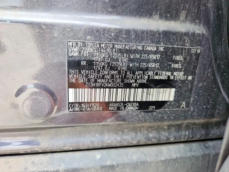 2019 TOYOTA RAV4 LE  