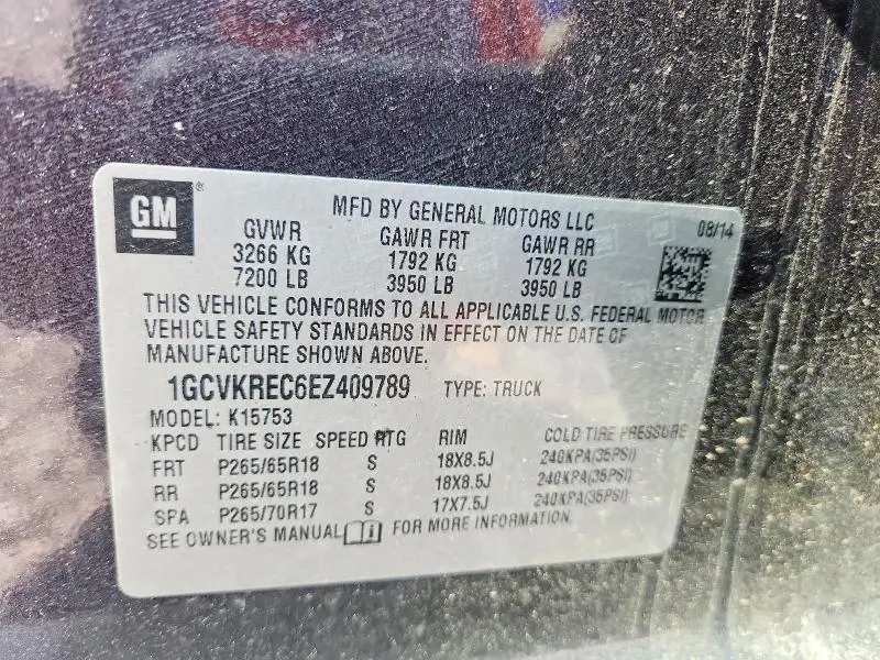 2014 CHEVROLET SILVERADO K1500 LT  