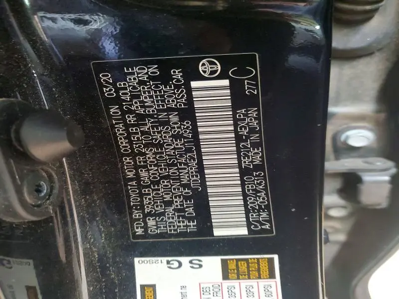 2020 TOYOTA COROLLA LE  