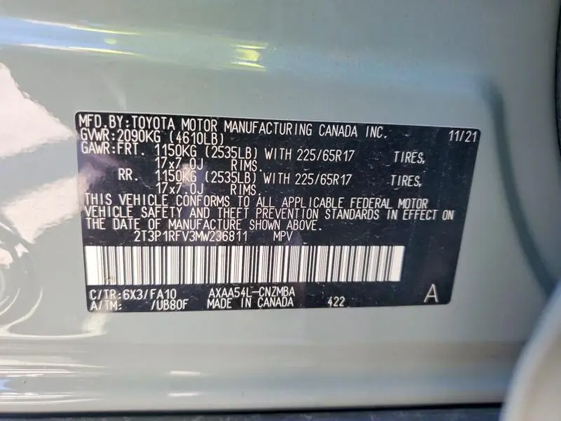 2021 TOYOTA RAV4 XLE  