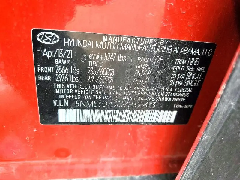 2021 HYUNDAI SANTA FE SEL  