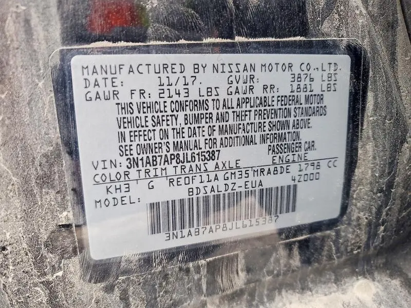 2018 NISSAN SENTRA SV  