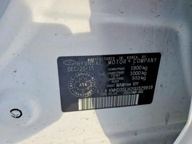 2016 HYUNDAI ELANTRA GT   