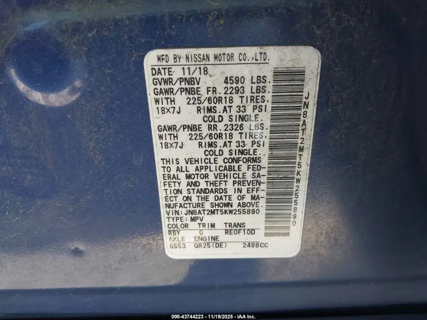 2019 NISSAN ROGUE SV