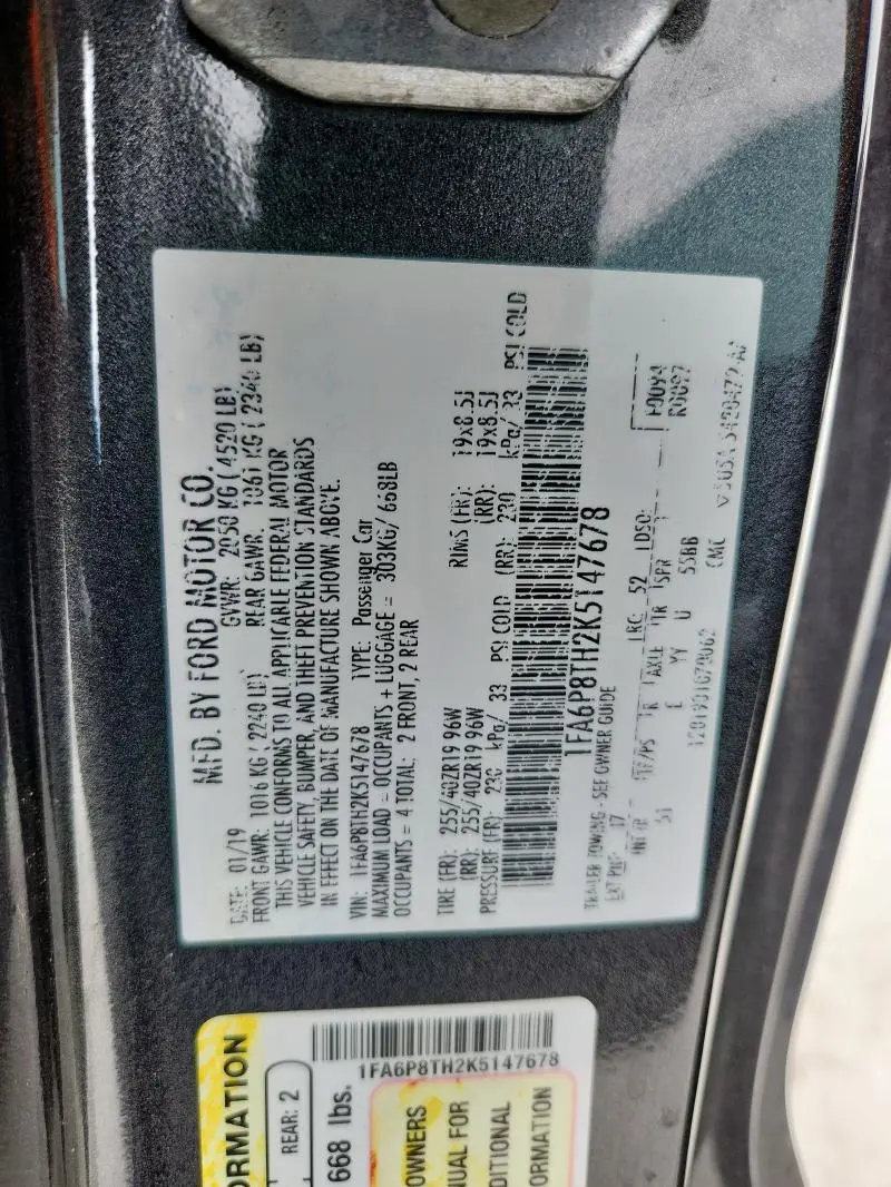 2019 FORD MUSTANG   