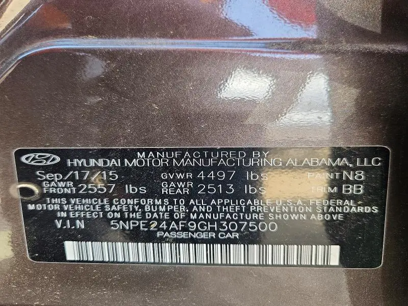 2016 HYUNDAI SONATA SE  