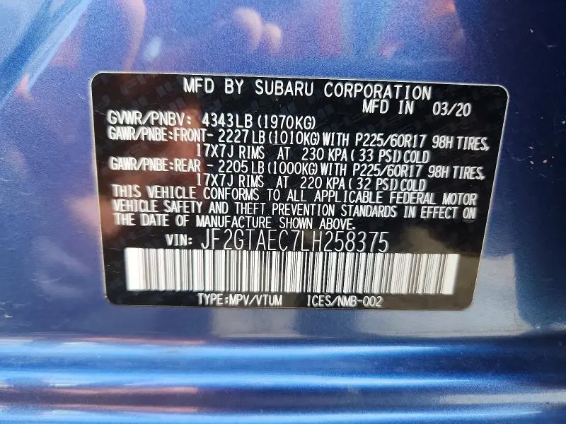 2020 SUBARU CROSSTREK PREMIUM  