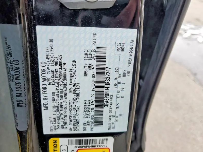 2017 FORD FUSION SE PHEV  