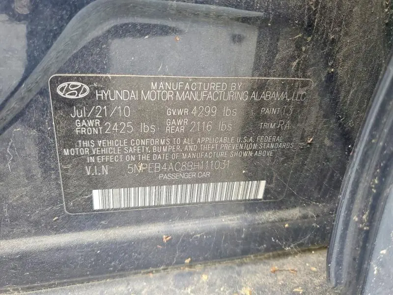 2011 HYUNDAI SONATA GLS  
