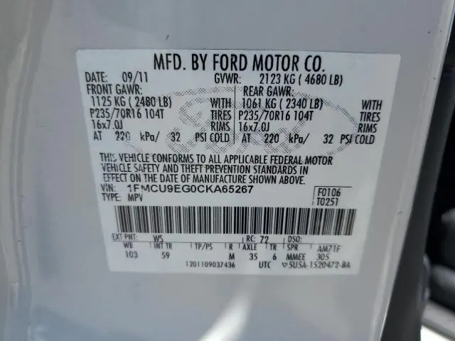 2012 FORD ESCAPE LIMITED  
