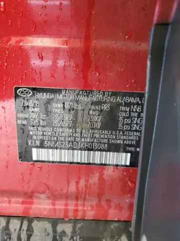 2019 HYUNDAI SANTA FE SE  