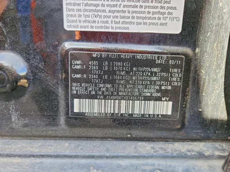 2011 SUBARU OUTBACK 2.5I LIMITED  