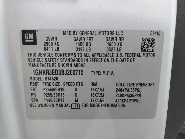 2011 CHEVROLET TRAVERSE LT  