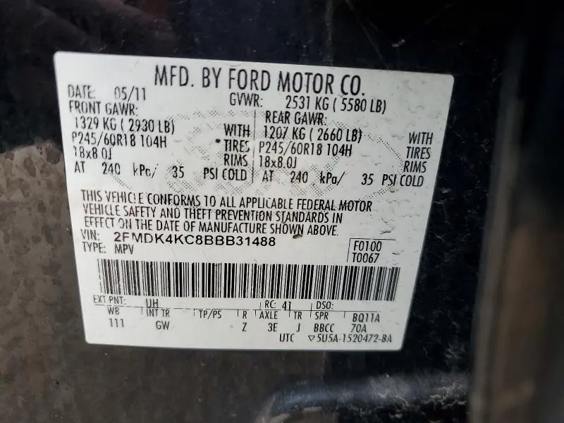 2011 FORD EDGE LIMITED  