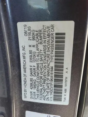 2019 HONDA ACCORD LX  