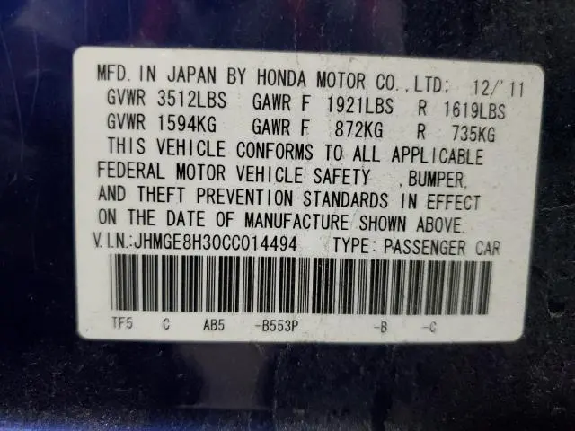2012 HONDA FIT   