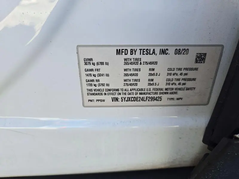 2020 TESLA MODEL X   