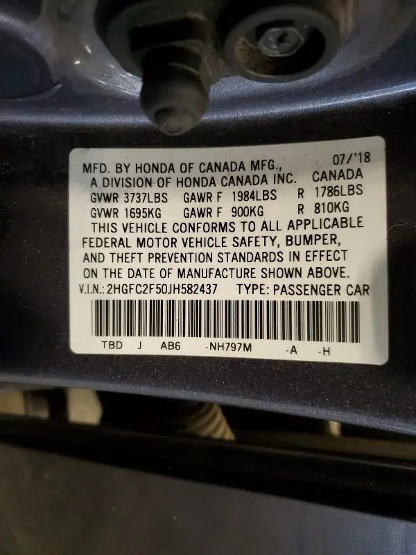 2018 HONDA CIVIC LX  