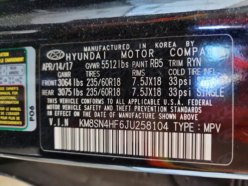 2018 HYUNDAI SANTA FE SE  