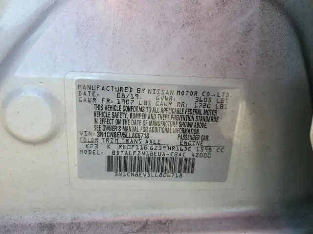 2020 NISSAN VERSA SV  