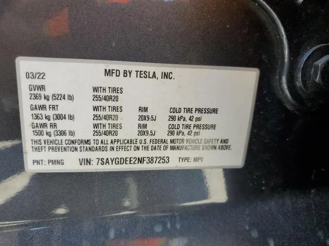 2022 TESLA MODEL Y   