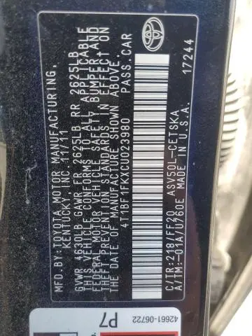 2012 TOYOTA CAMRY BASE  