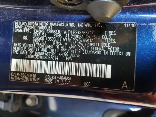 2011 TOYOTA HIGHLANDER BASE  