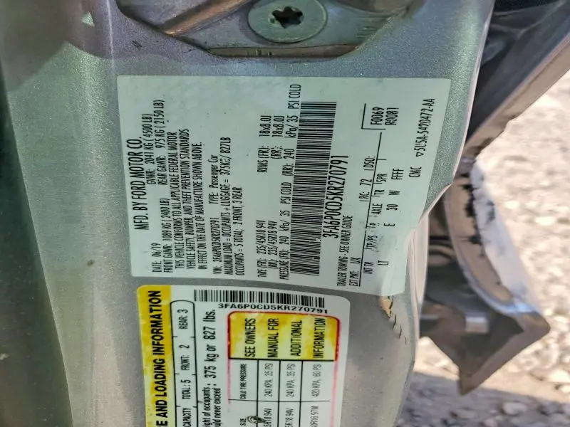 2019 FORD FUSION SEL  