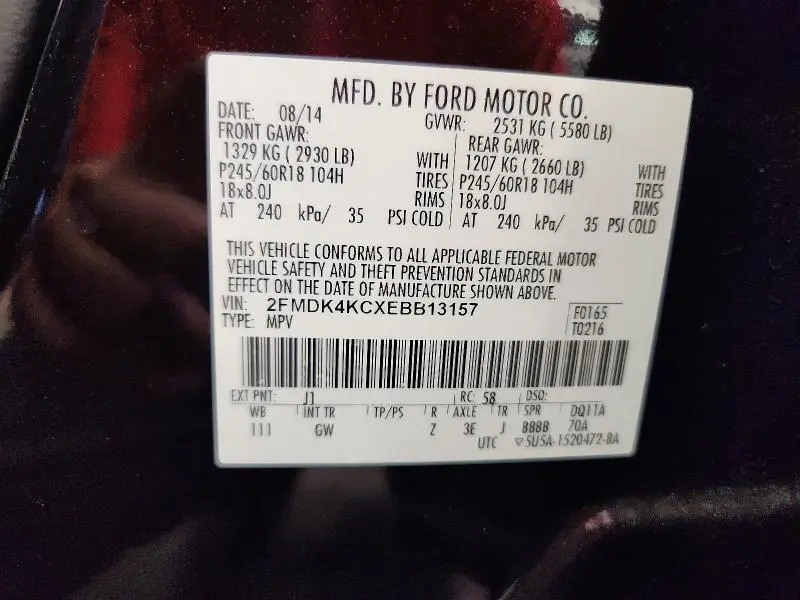 2014 FORD EDGE LIMITED  