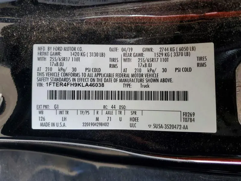 2019 FORD RANGER XL  
