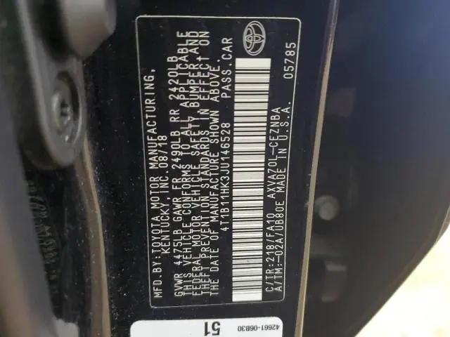 2018 TOYOTA CAMRY L  