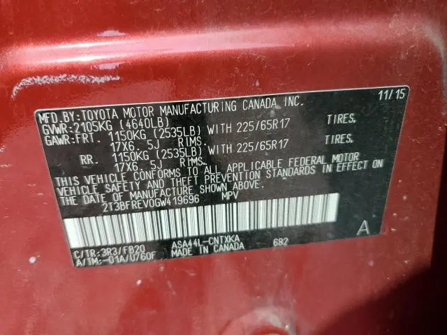 2016 TOYOTA RAV4 LE  