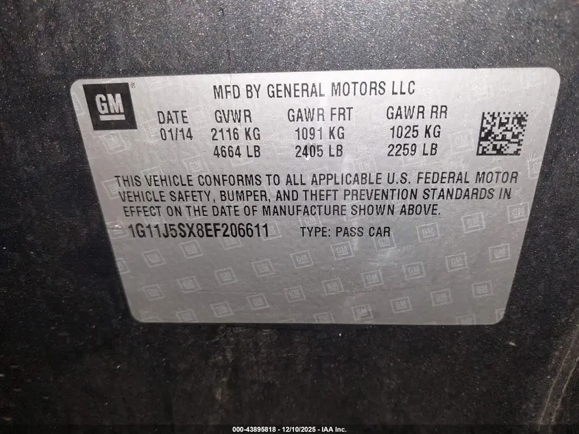 2014 CHEVROLET MALIBU 2LZ