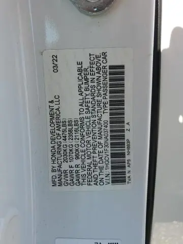 2022 HONDA ACCORD SPORT  