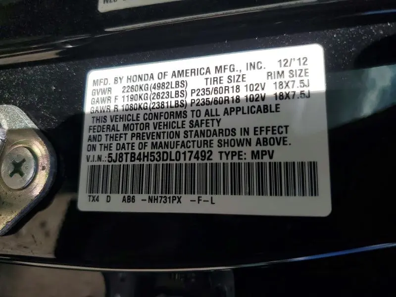 2013 ACURA RDX TECHNOLOGY  
