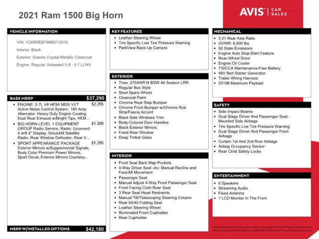 2021 RAM 1500 BIG HORN/LONE STAR