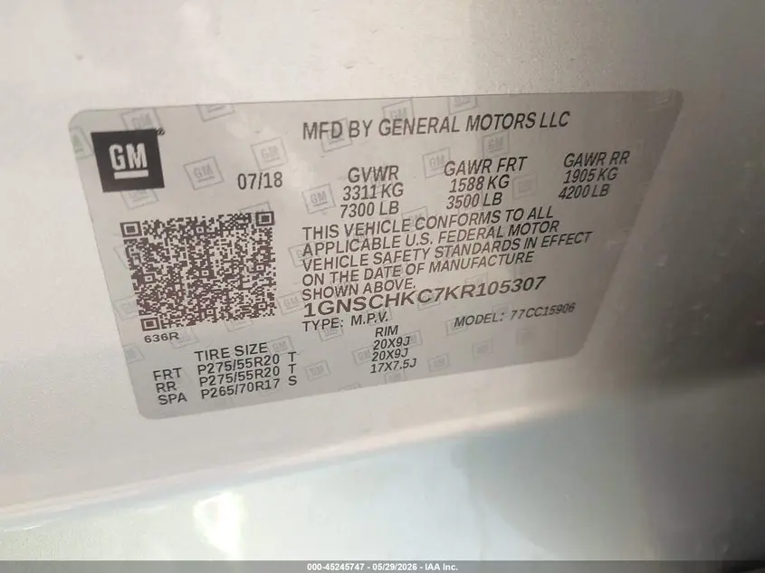 2019 CHEVROLET SUBURBAN LT