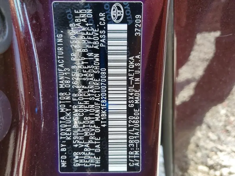 2013 TOYOTA AVALON XLE TOURING  