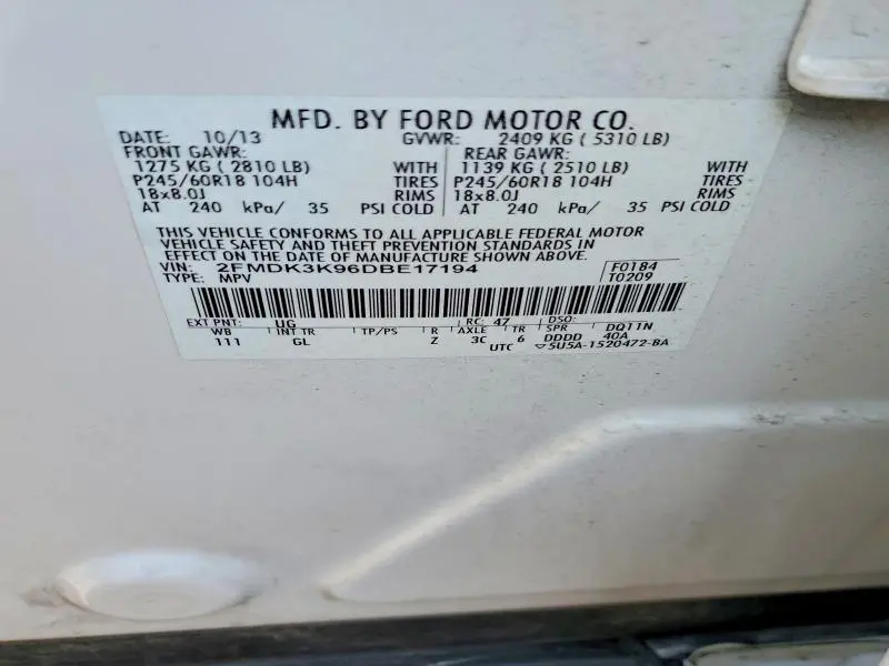 2013 FORD EDGE LIMITED  