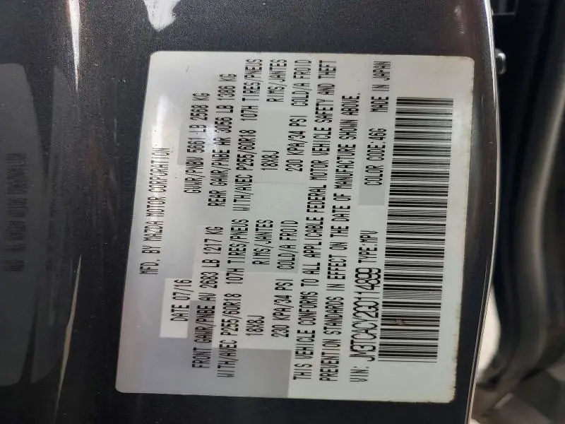 2016 MAZDA CX-9 TOURING  