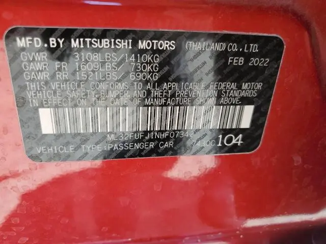 2022 MITSUBISHI MIRAGE G4 ES  