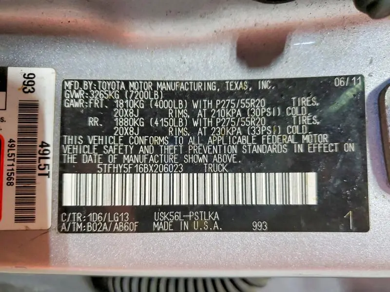 2011 TOYOTA TUNDRA CREWMAX LIMITED  