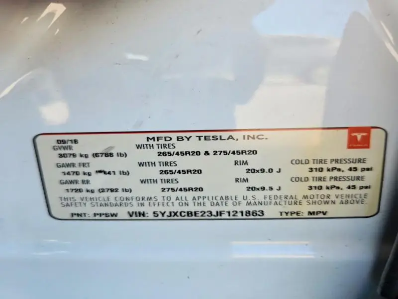 2018 TESLA MODEL X   