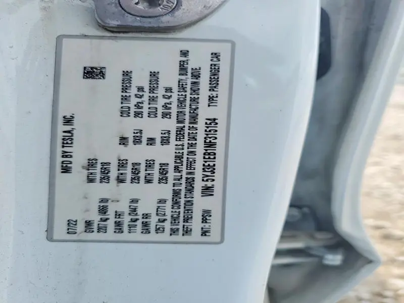 2022 TESLA MODEL 3   