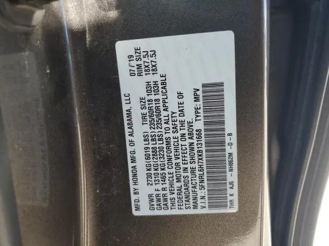 2019 HONDA ODYSSEY EXL  