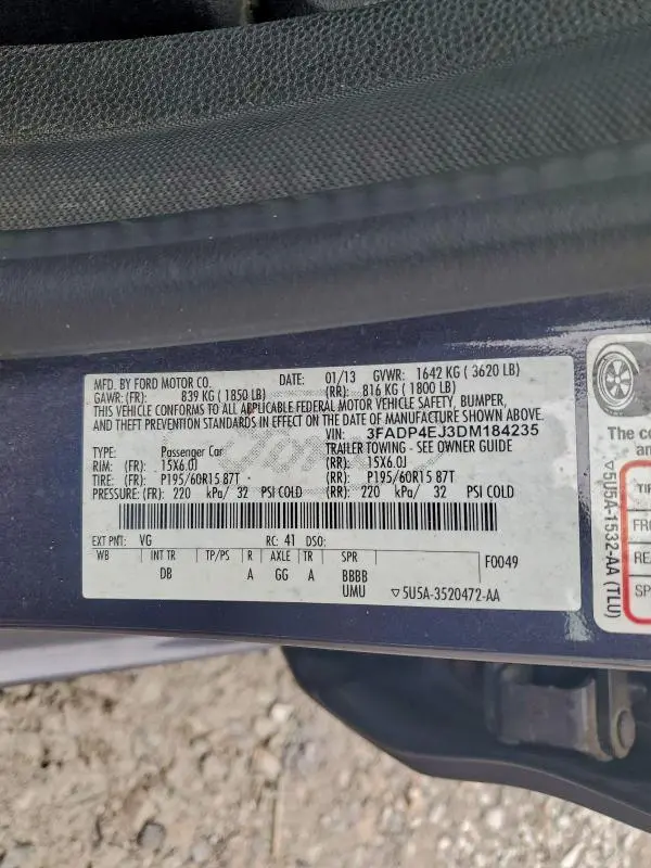 2013 FORD FIESTA TIT   