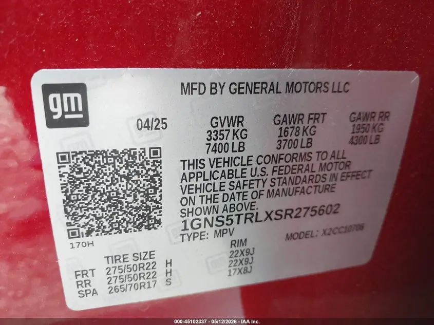 2025 CHEVROLET TAHOE 2WD HIGH COUNTRY
