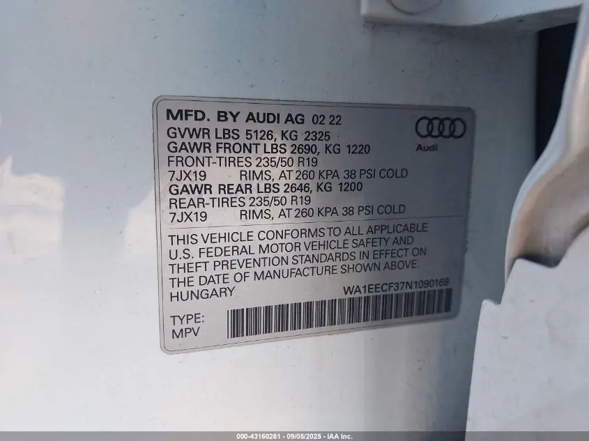 2022 AUDI Q3 PREMIUM PLUS 45 TFSI S LINE QUATTRO TIPTRONIC